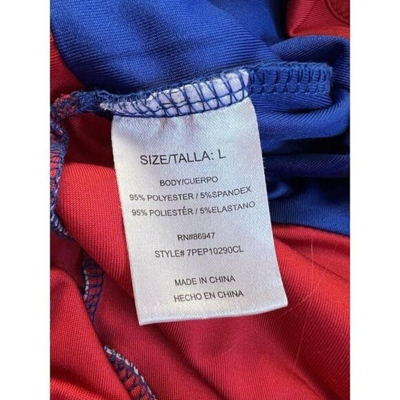 Pepsi Womens Size Large One Piece Swimsuit Razor Back Retro Summer Red & Blue - Picture 6 of 10